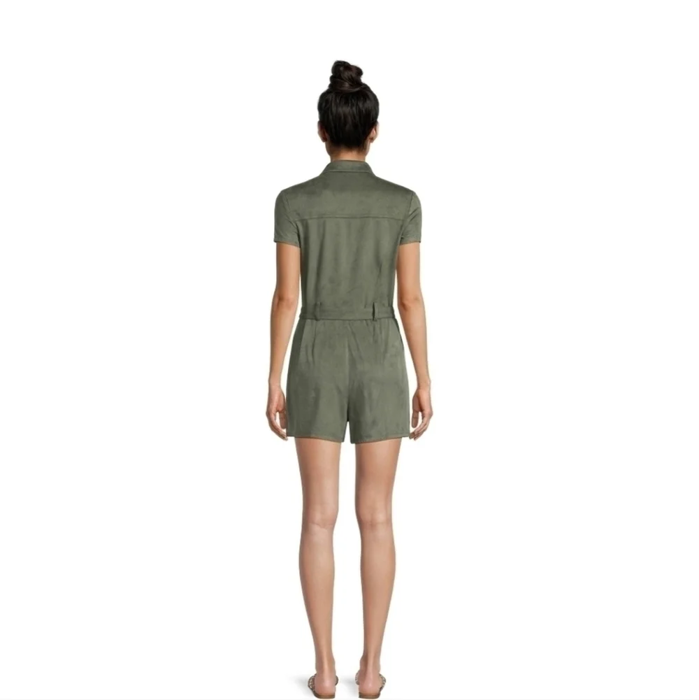 NEW NO BOUNDARIES Junior Khaki Green Utility Romper XXL - Picture 3 of 13